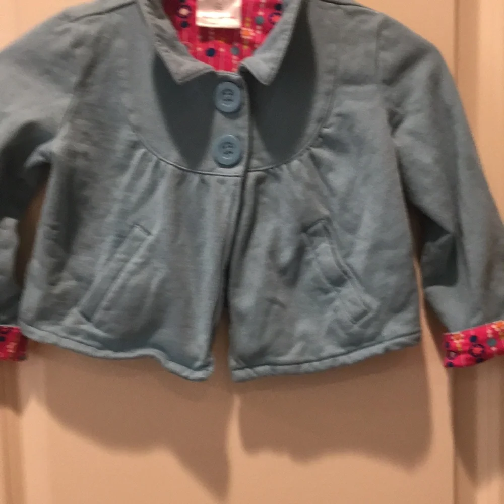 Hanna Andersson girls Button Down jacket 100% Cotton kids size 5(110)floral cuff